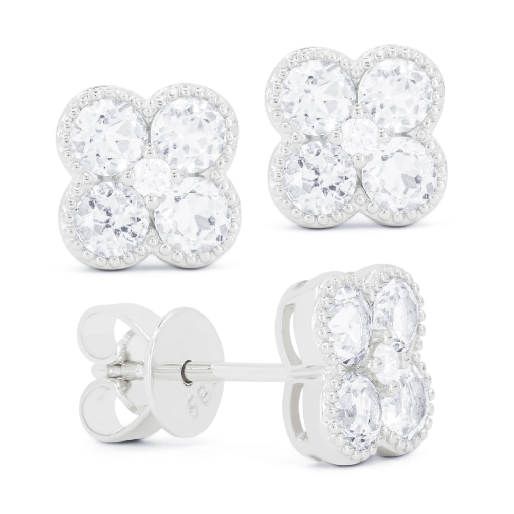 Madison L 14K White Gold Diamond Flower Stud Earrings - style E1826W