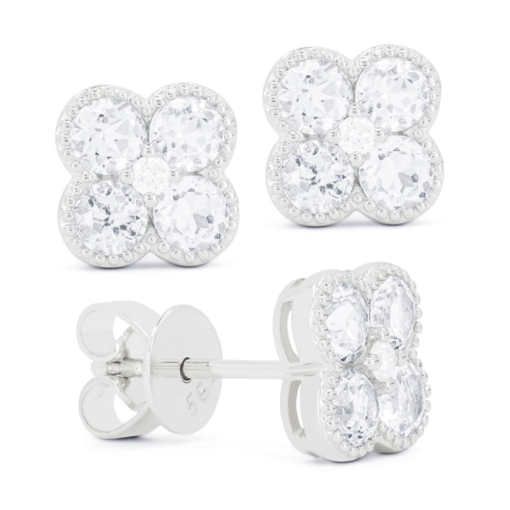Madison L 14K White Gold Diamond Flower Stud Earrings - style E1826W