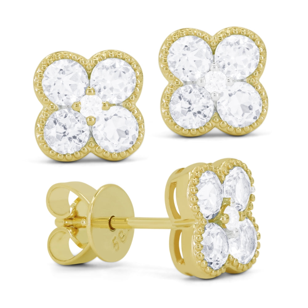 Madison L 14K Yellow Gold Diamond Flower Stud Earrings - style E1826Y