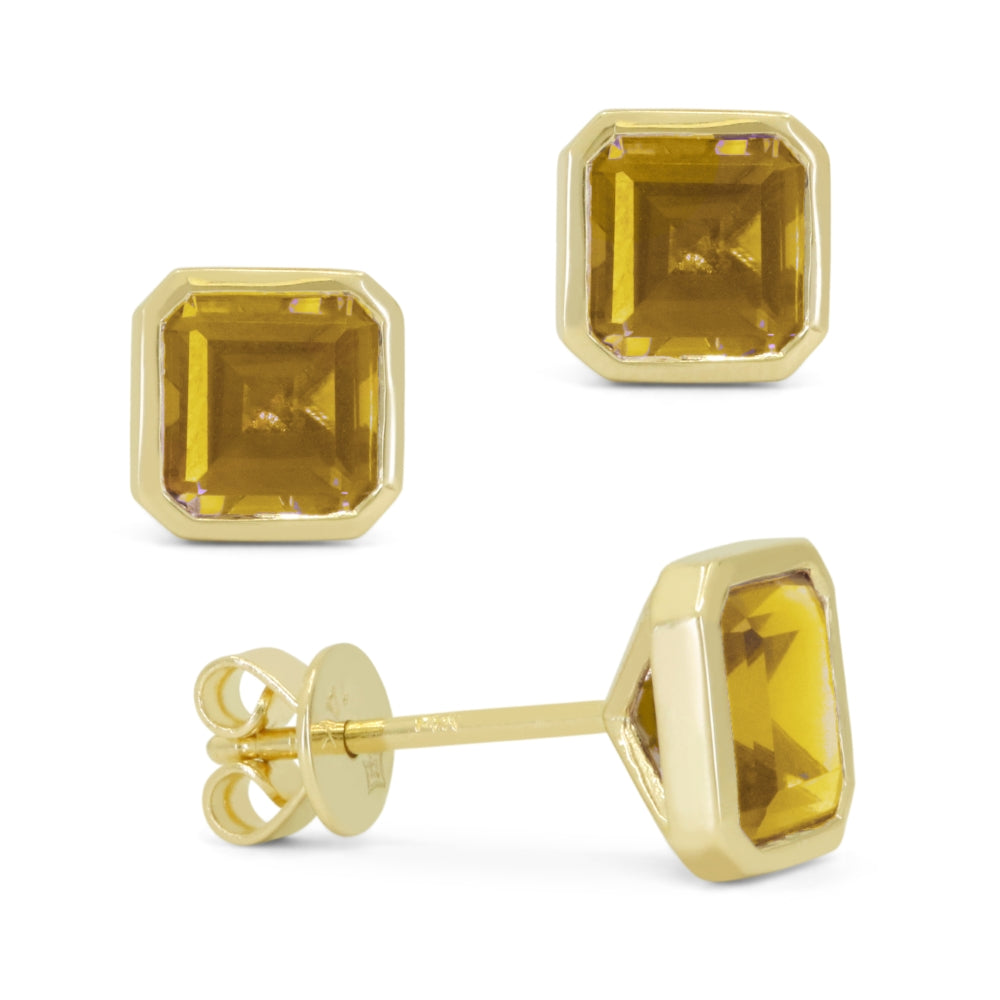 Madison L 14K Yellow Gold Citrine Cushion Stud Earrings - style E1829CTY