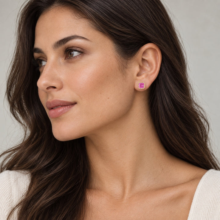 E1829 - 14K Yellow Gold Cushion Stud Earrings