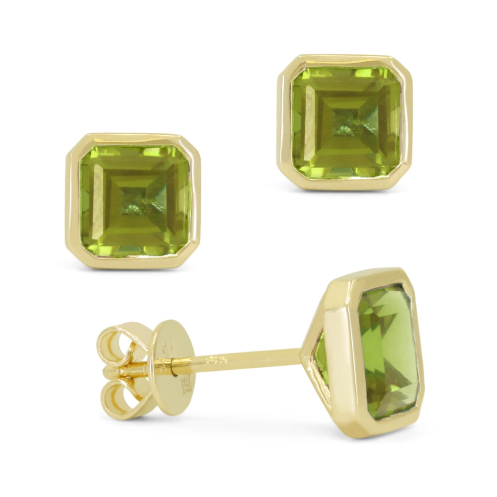 Madison L 14K Yellow Gold Peridot Cushion Stud Earrings - style E1829PRY