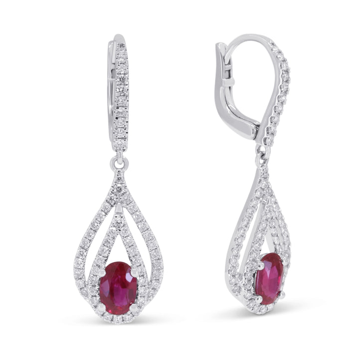 Madison L 14K White Gold Ruby Pear Drop Earrings - style E1830RUW