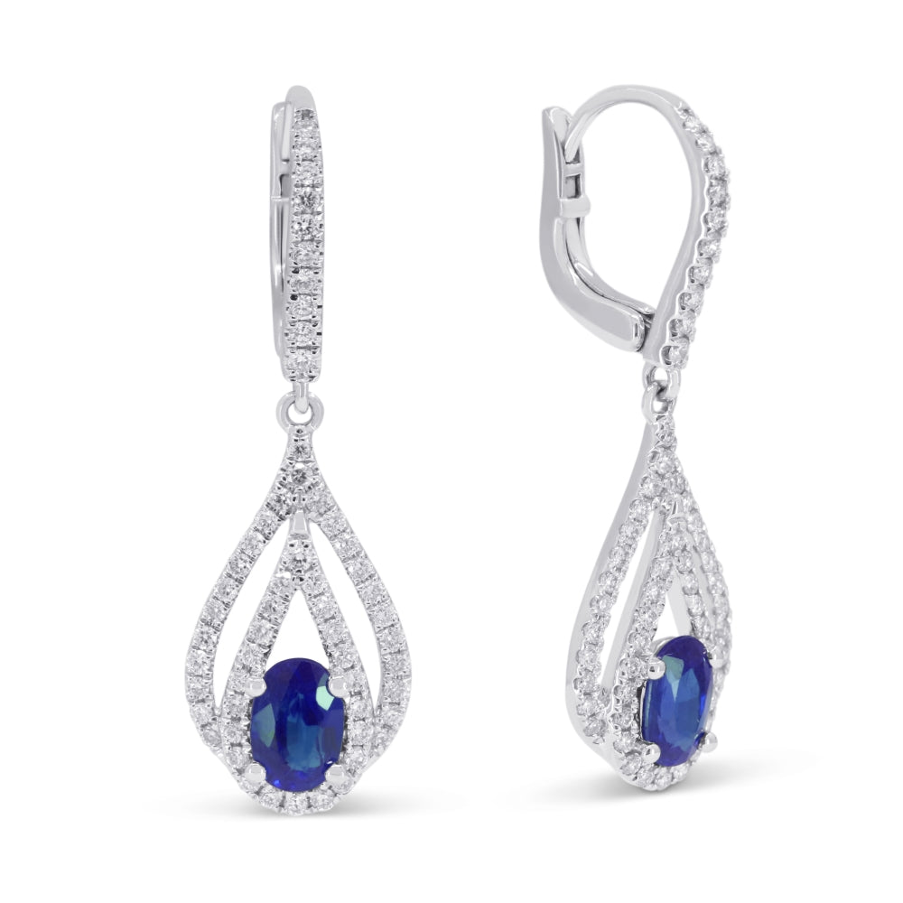 Madison L 14K White Gold Sapphire Pear Drop Earrings - style E1830SAW