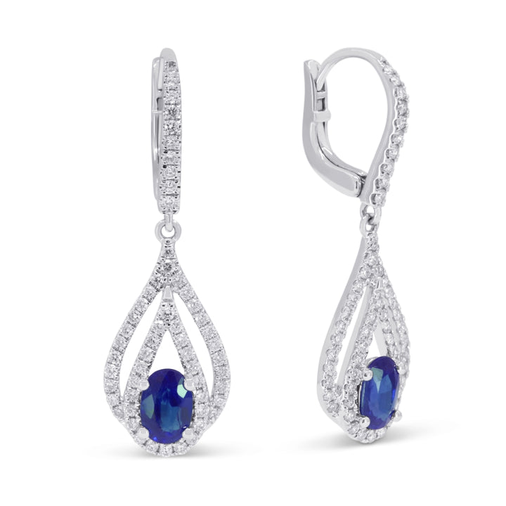 Madison L 14K White Gold Sapphire Pear Drop Earrings - style E1830SAW