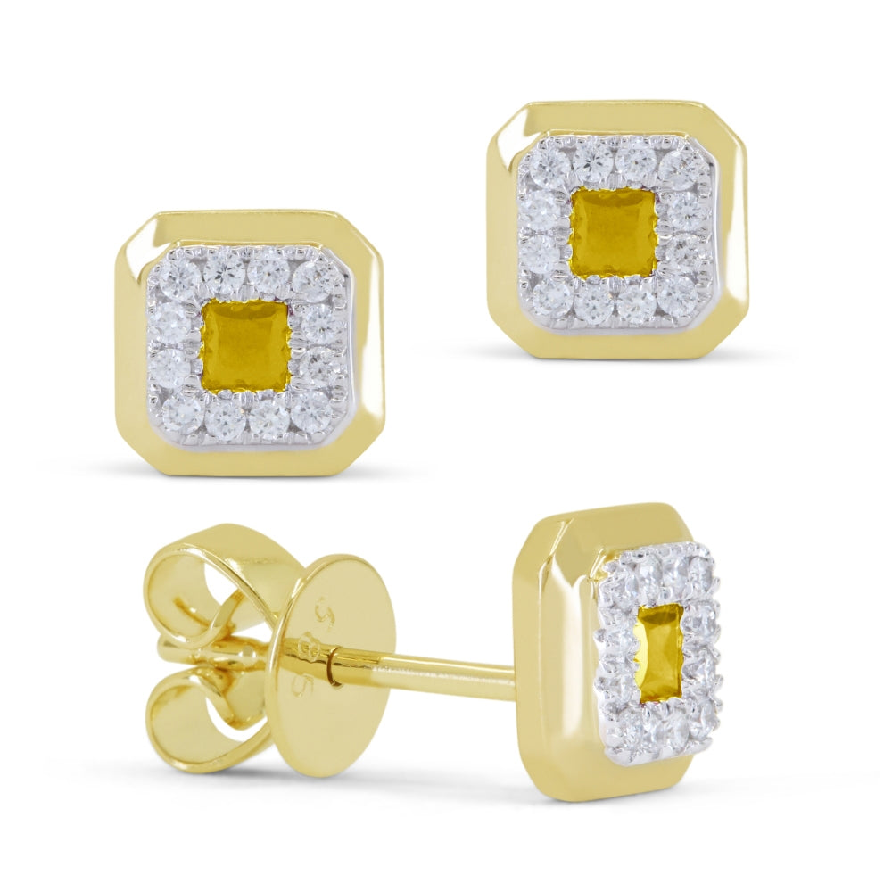 Madison L 14K Yellow Gold Citrine Cushion Stud Earrings - style E1831CTY