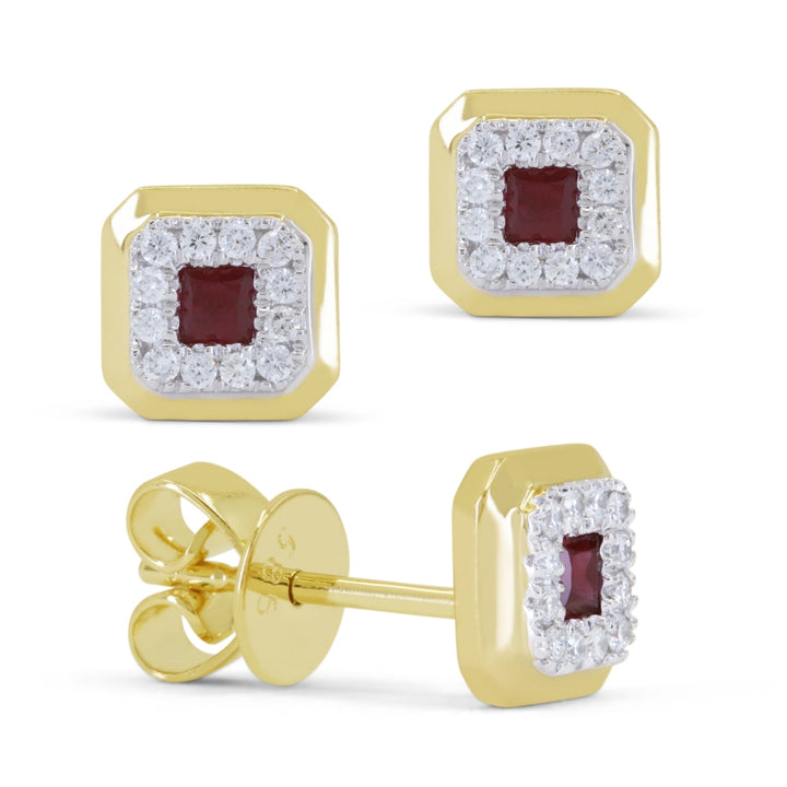 Madison L 14K Yellow Gold Garnet Cushion Stud Earrings - style E1831GAY