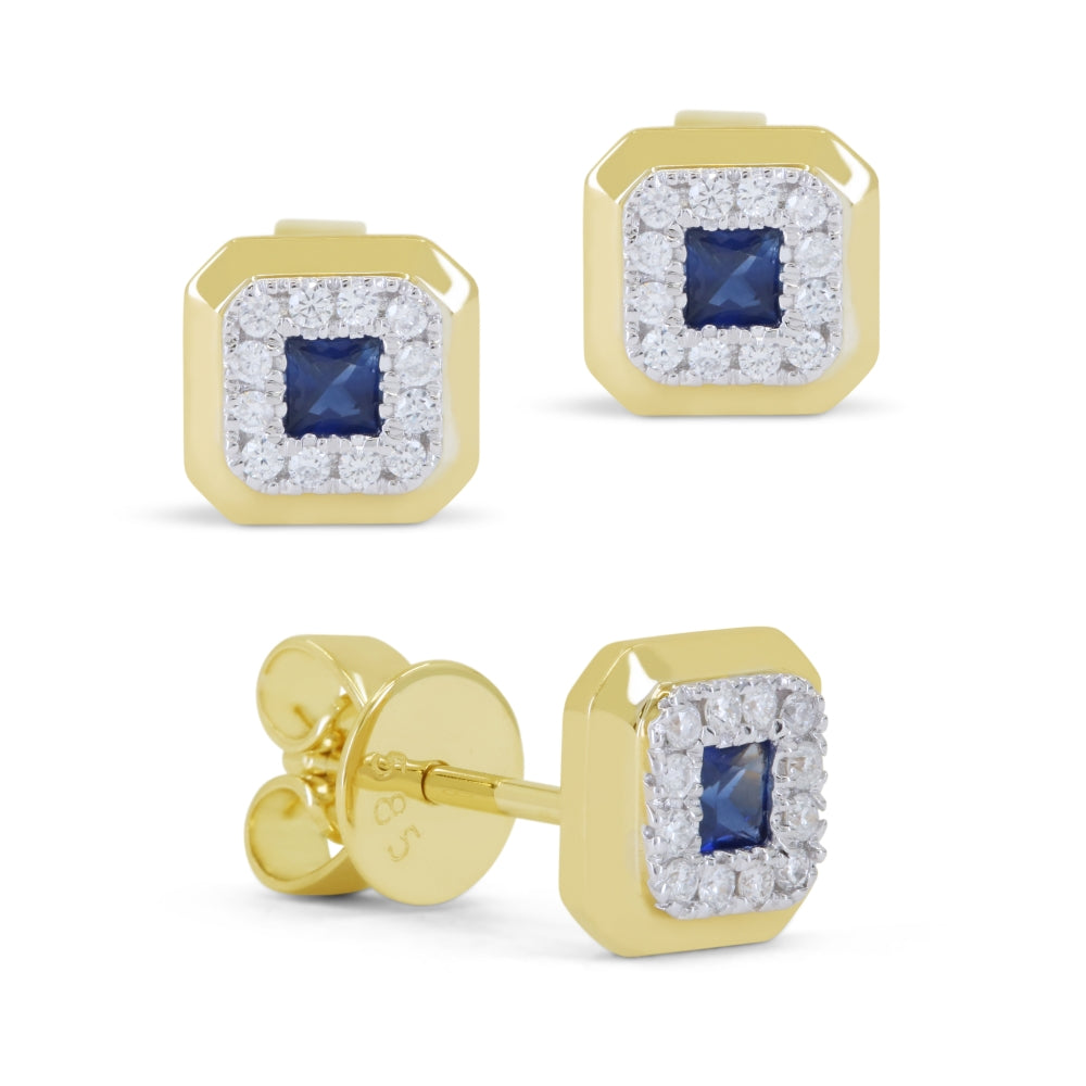 Madison L 14K Yellow Gold Sapphire Cushion Stud Earrings - style E1831SAY