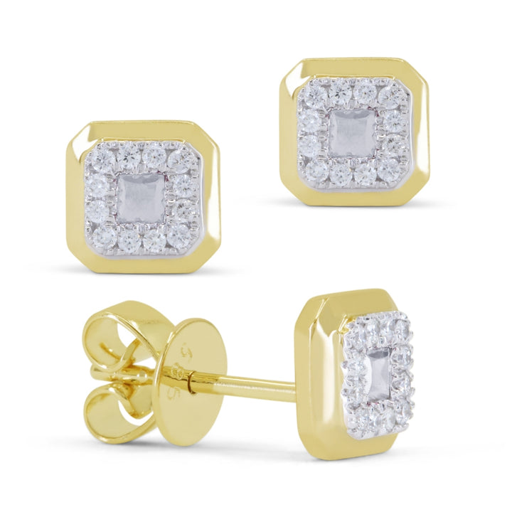 Madison L 14K Yellow Gold White Topaz Cushion Stud Earrings - style E1831WTY