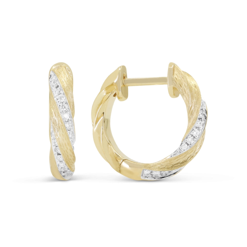 Madison L 14K Yellow Gold Diamond Huggie Hoop Earrings - style E1834Y