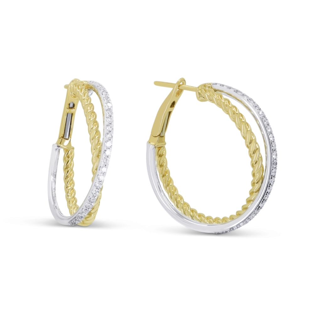 Madison L 14K Two Tone Gold Diamond In & Out Hoop Earrings - style E1837WY
