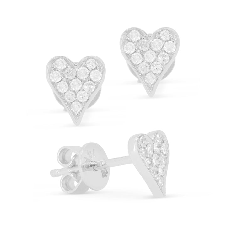 Madison L 14K White Gold Diamond Heart Stud Earrings - style E1838W