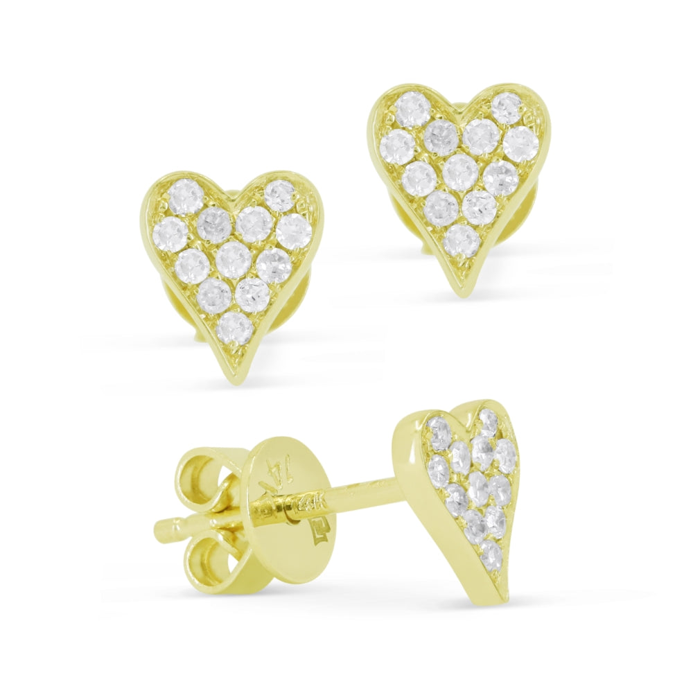Madison L 14K Yellow Gold Diamond Heart Stud Earrings - style E1838Y