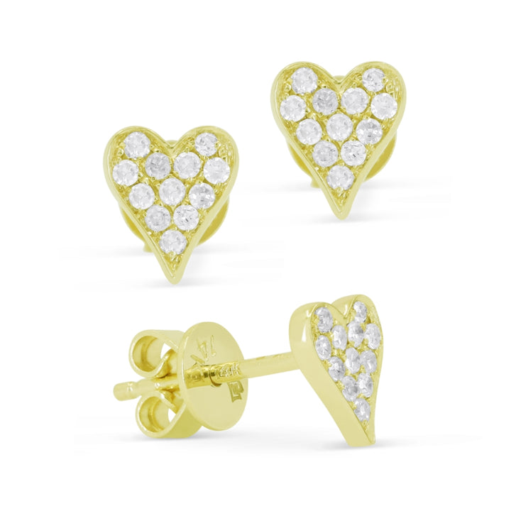 Madison L 14K Yellow Gold Diamond Heart Stud Earrings - style E1838Y