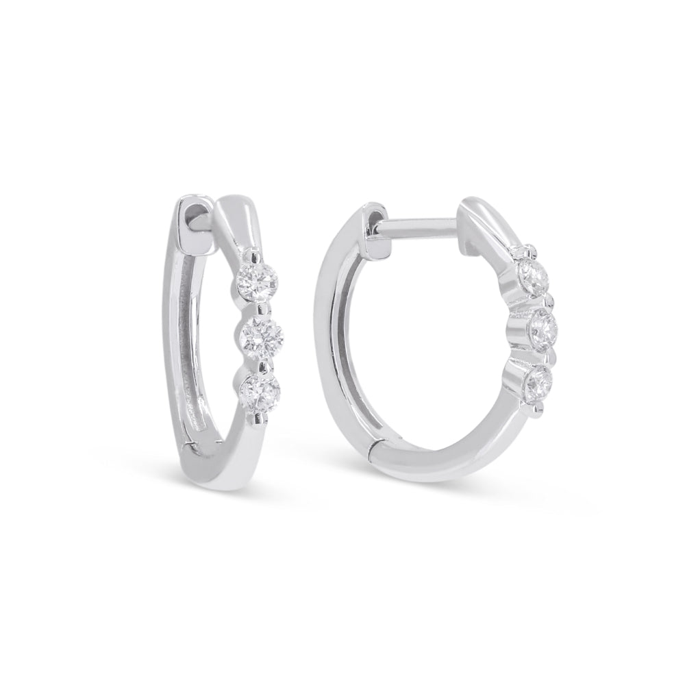 Madison L 14K White Gold Diamond Huggie Hoop Earrings - style E1839W