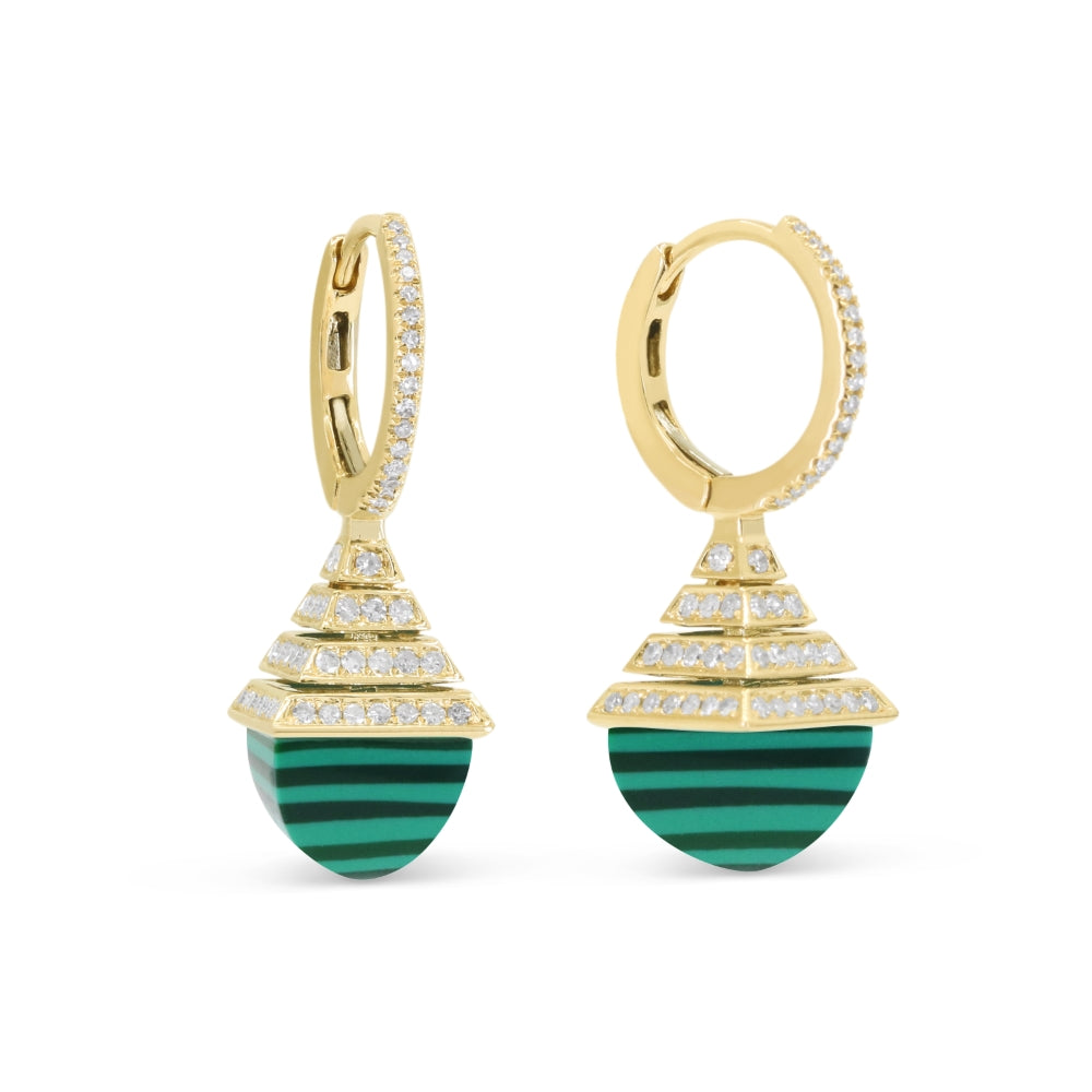 Madison L 14K Yellow Gold Malachite Drop Earrings - style E1842MALY