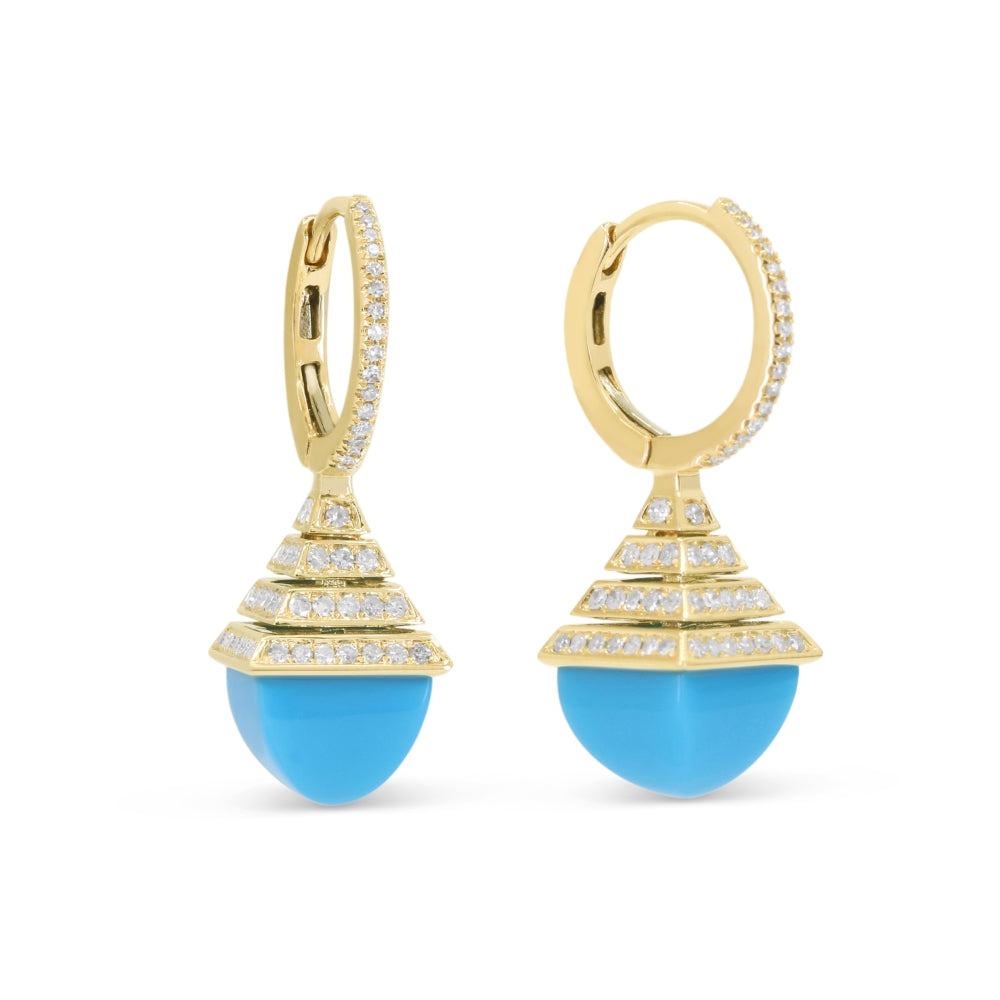 Madison L 14K Yellow Gold Turquoise Drop Earrings - style E1842TQY