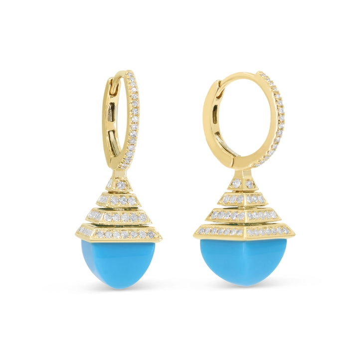 Madison L 14K Yellow Gold Turquoise Drop Earrings - style E1842TQY