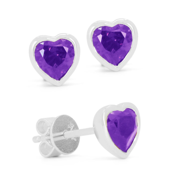 Madison L 14K White Gold Amethyst Heart Stud Earrings - style E1846AMW