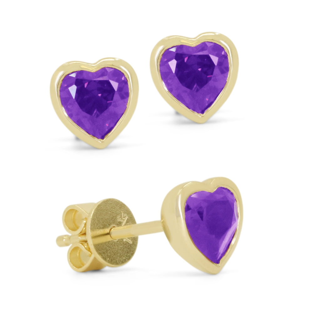 Madison L 14K Yellow Gold Amethyst Heart Stud Earrings - style E1846AMY