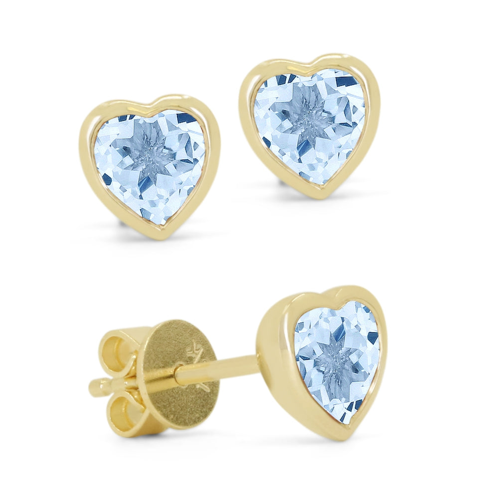 Madison L 14K Yellow Gold Blue Topaz Heart Stud Earrings - style E1846BTY