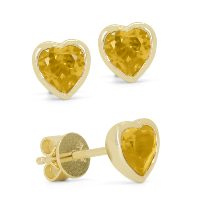 Madison L 14K Yellow Gold Citrine Heart Stud Earrings - style E1846CTY
