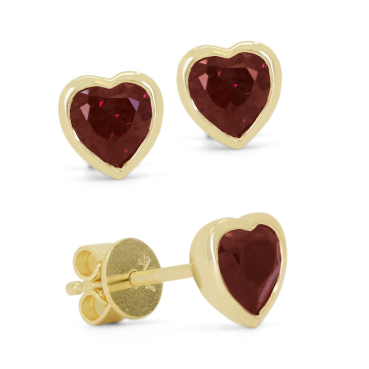 Madison L 14K Yellow Gold Garnet Heart Stud Earrings - style E1846GAY