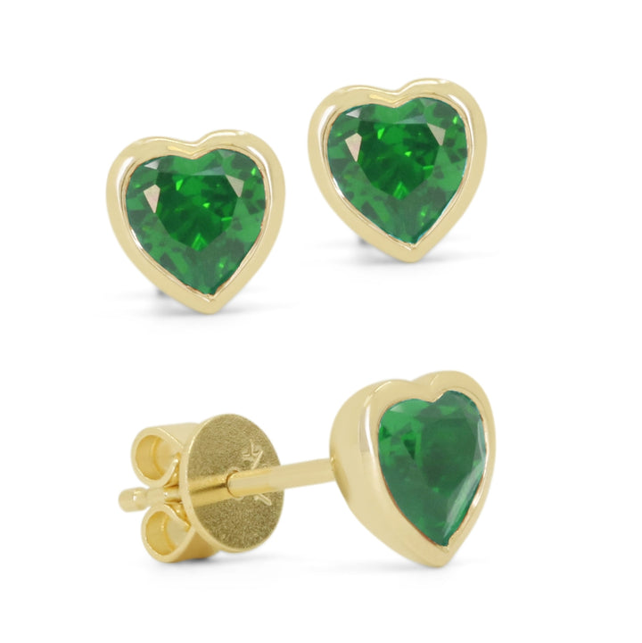 Madison L 14K Yellow Gold Created Emerald Heart Stud Earrings - style E1846GCY