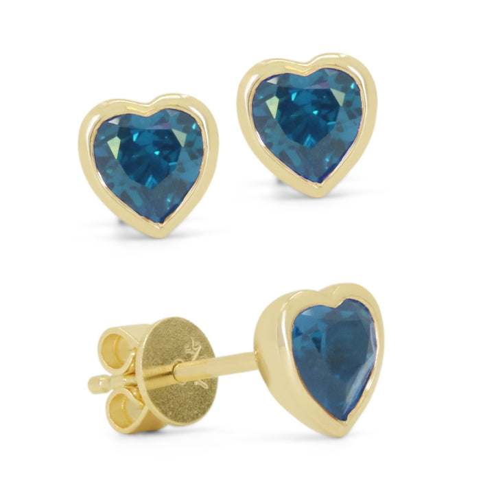 Madison L 14K Yellow Gold London Blue Topaz Heart Stud Earrings - style E1846LBTY