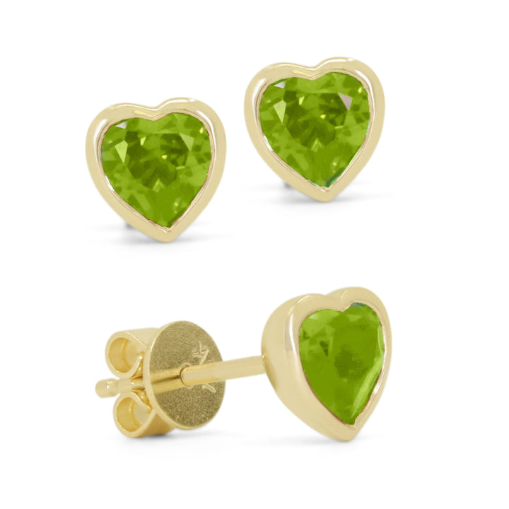 Madison L 14K Yellow Gold Peridot Heart Stud Earrings - style E1846PRY
