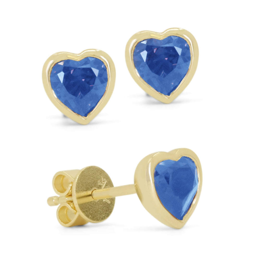 Madison L 14K Yellow Gold Swiss Blue Topaz Heart Stud Earrings - style E1846SWBTY