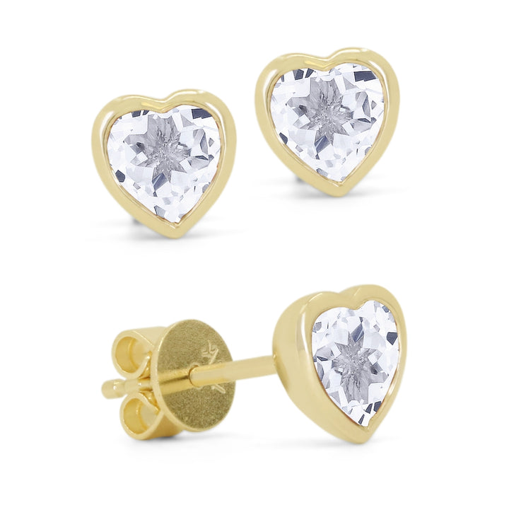 Madison L 14K Yellow Gold White Topaz Heart Stud Earrings - style E1846WTY