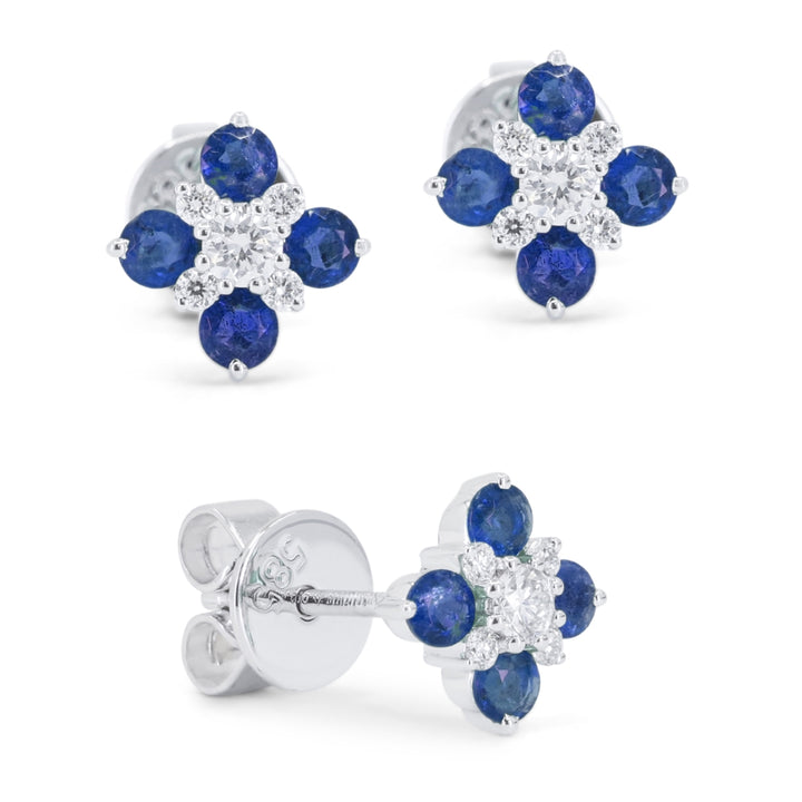 Madison L 14K White Gold Sapphire Flower Stud Earrings - style E1848SAW