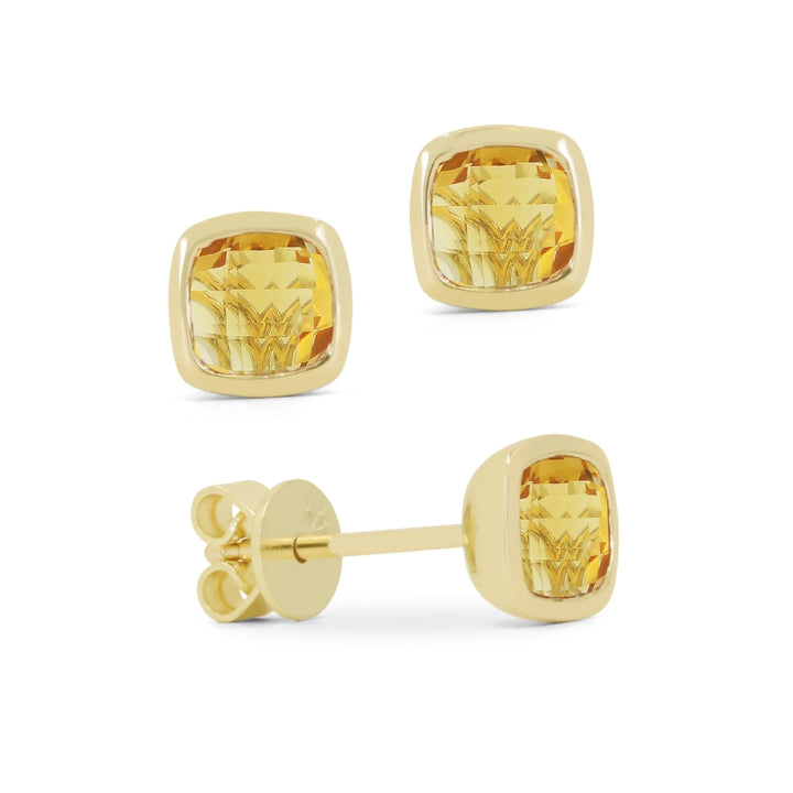 Madison L 14K Yellow Gold Citrine Cushion Stud Earrings - style E1853CTY