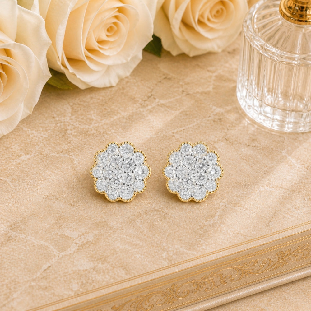 E1854 - 14K Yellow Gold Diamond Stud Earrings