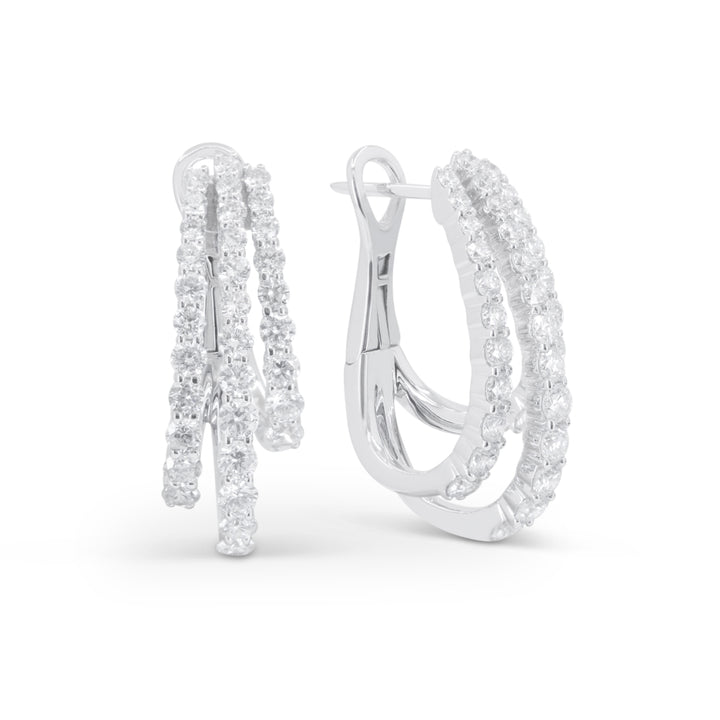 Madison L 14K White Gold Diamond Huggie Hoop Earrings - style E1861W