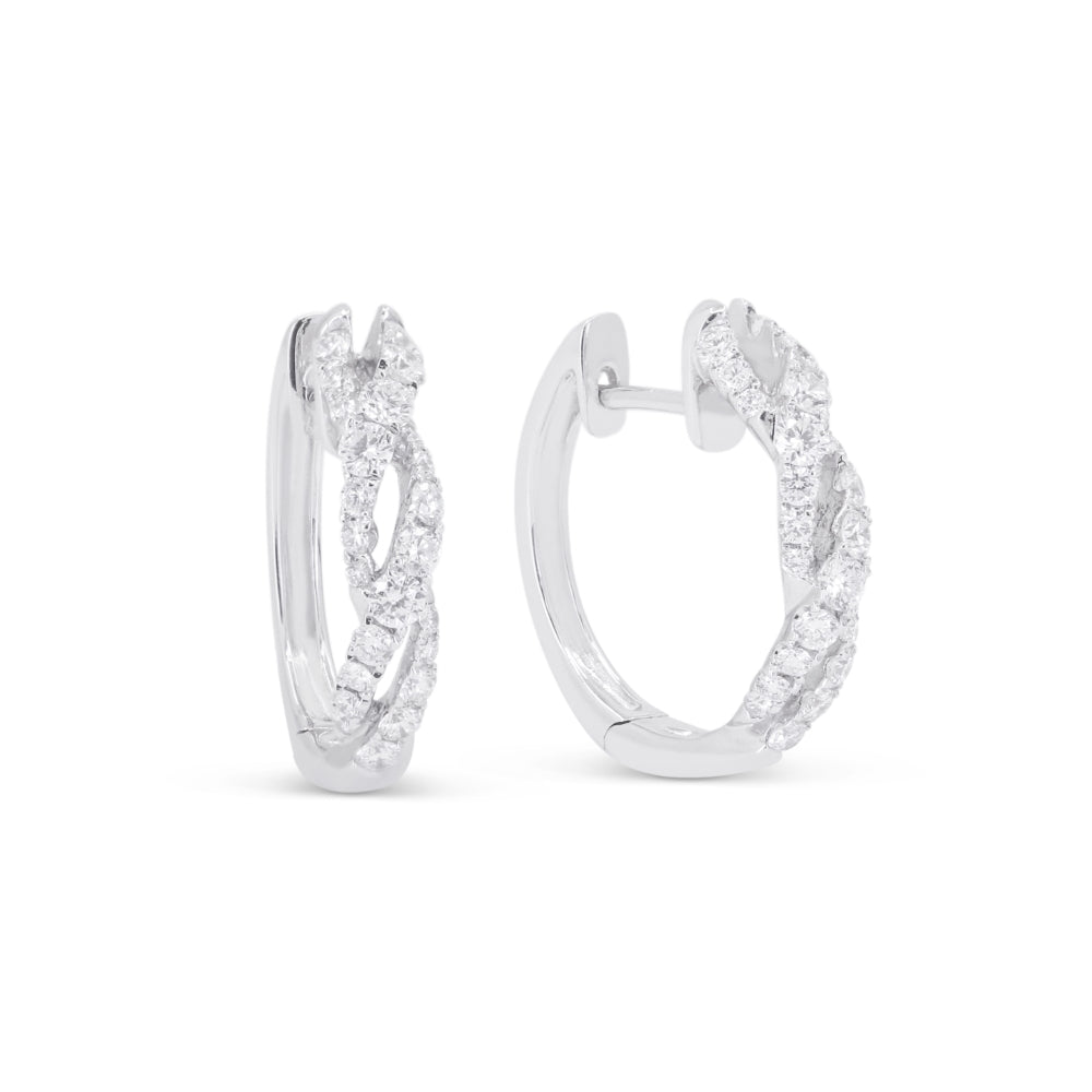 Madison L 14K White Gold Diamond Huggie Hoop Earrings - style E1864W