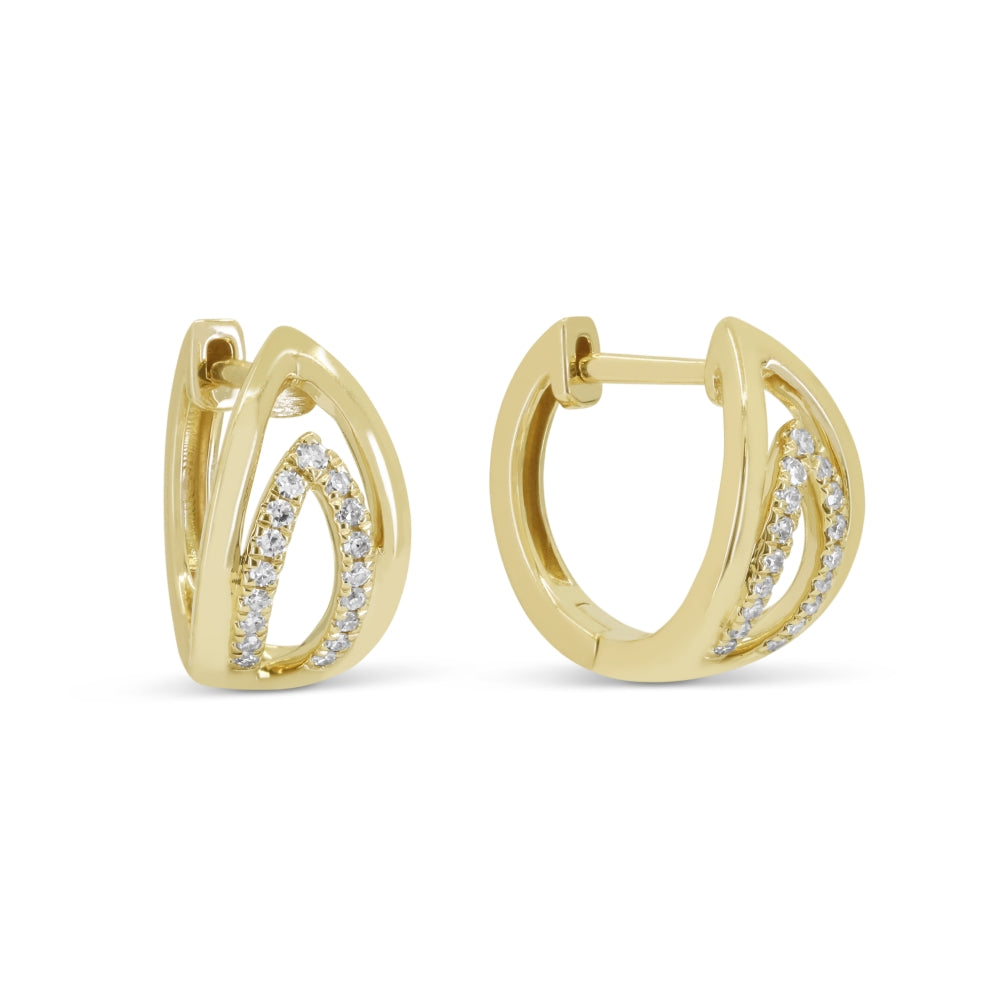 Madison L 14K Yellow Gold Diamond Huggie Hoop Earrings - style E1866Y