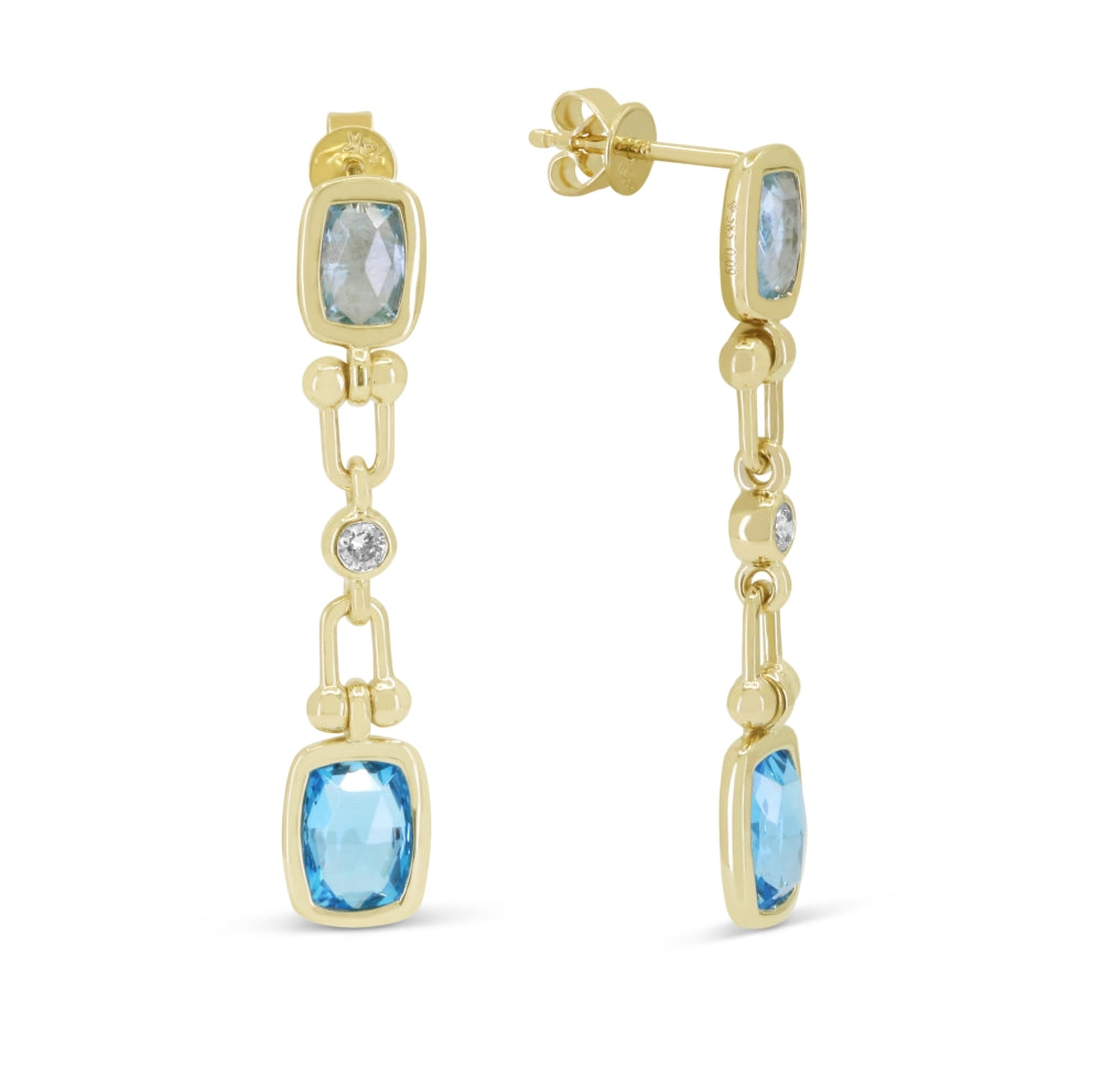 Madison L 14K Yellow Gold Blue Topaz Drop Earrings - style E1870BTSWBTY