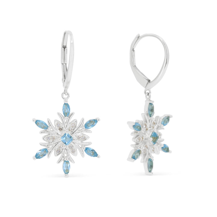 Madison L 14K White Gold Swiss Blue Topaz Snowflake Drop Earrings - style E1871SWBTW