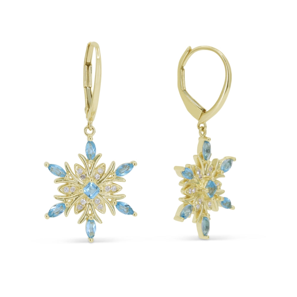 Madison L 14K Yellow Gold Swiss Blue Topaz Snowflake Drop Earrings - style E1871SWBTY