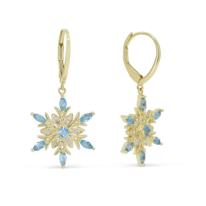 Madison L 14K Yellow Gold Swiss Blue Topaz Snowflake Drop Earrings - style E1871SWBTY