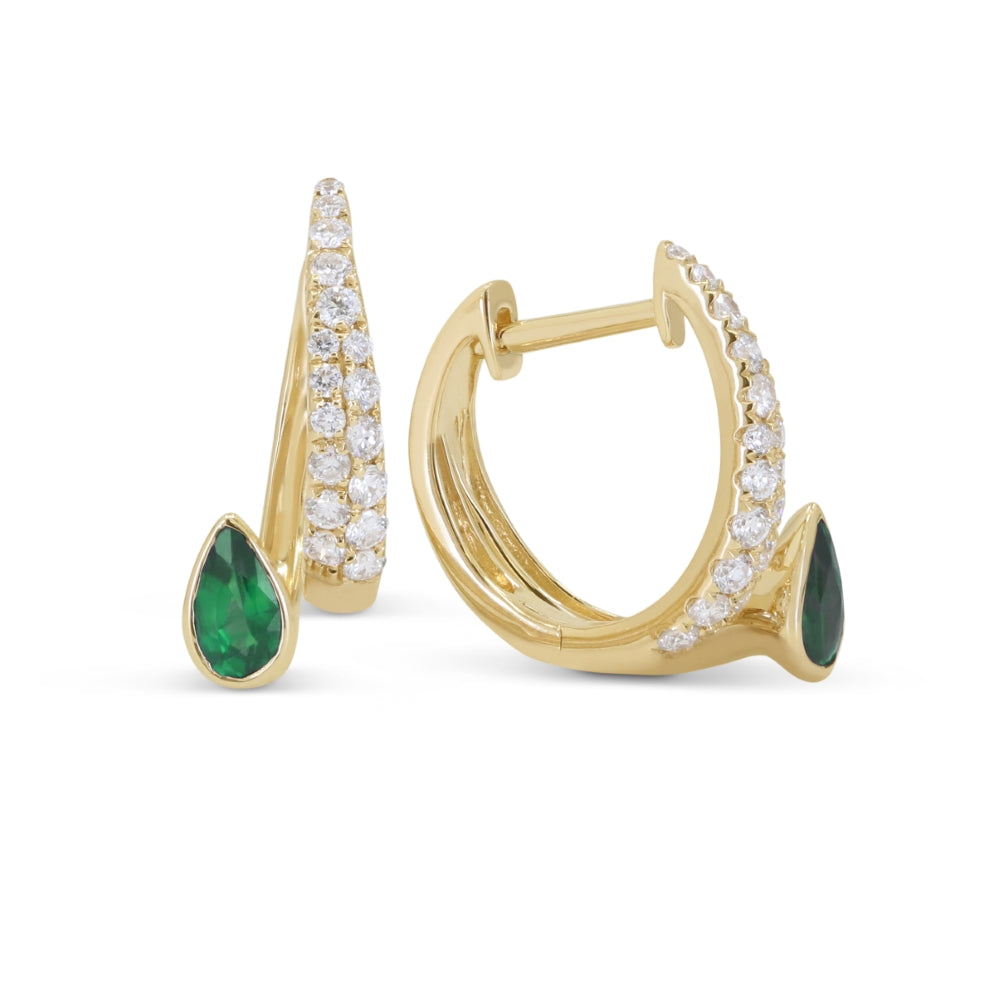 Madison L 14K Yellow Gold Created Emerald Hoop Earrings - style E1882GCY