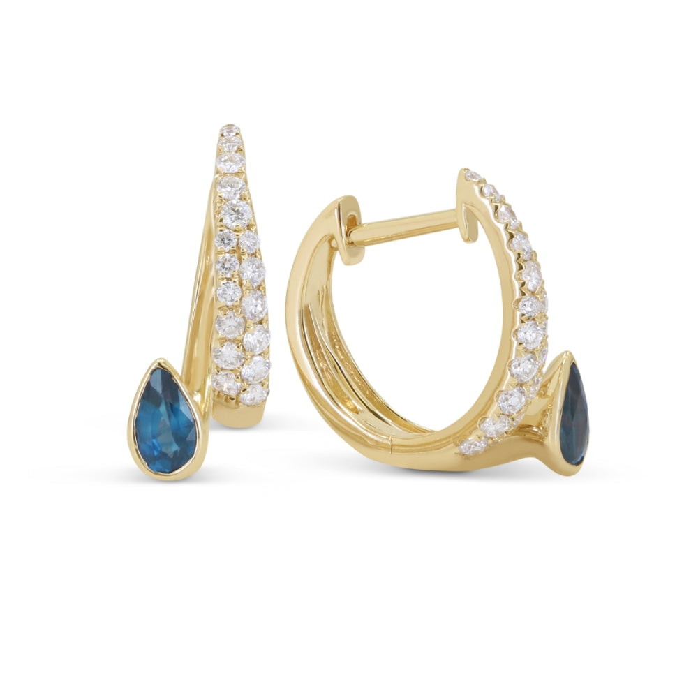 Madison L 14K Yellow Gold London Blue Topaz Hoop Earrings - style E1882LBTY