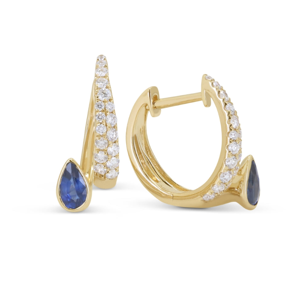 Madison L 14K Yellow Gold Sapphire Hoop Earrings - style E1882SAY