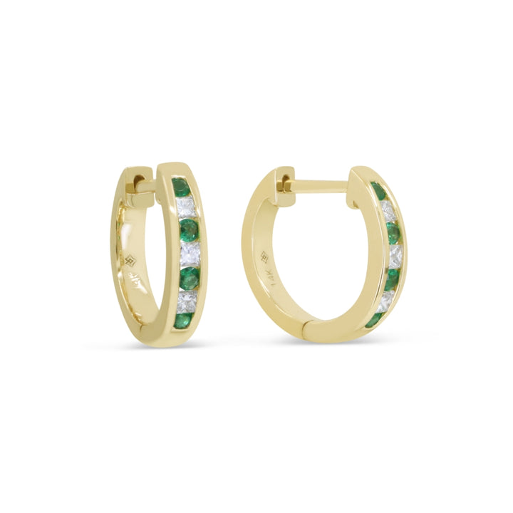 Madison L 14K Yellow Gold Emerald Huggie Hoop Earrings - style E1884EMY