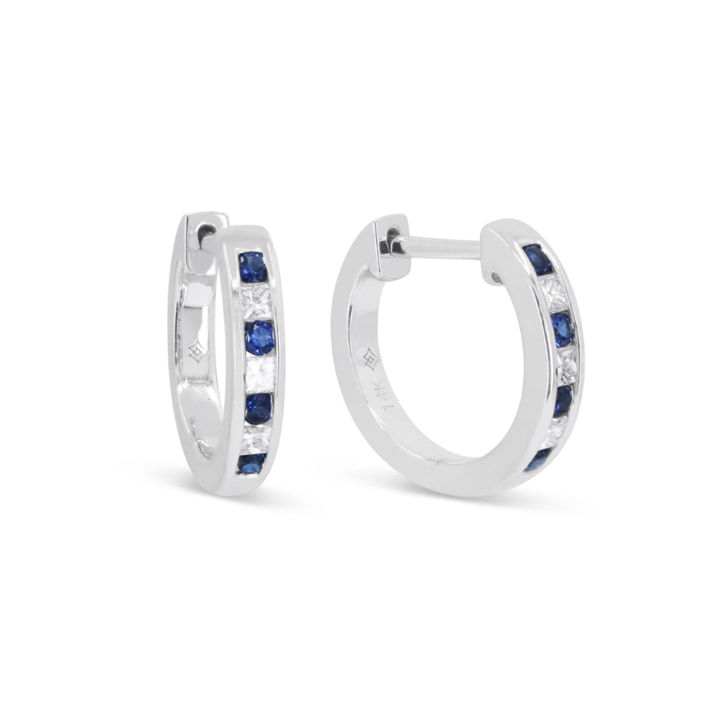 Madison L 14K White Gold Sapphire Huggie Hoop Earrings - style E1884SAW