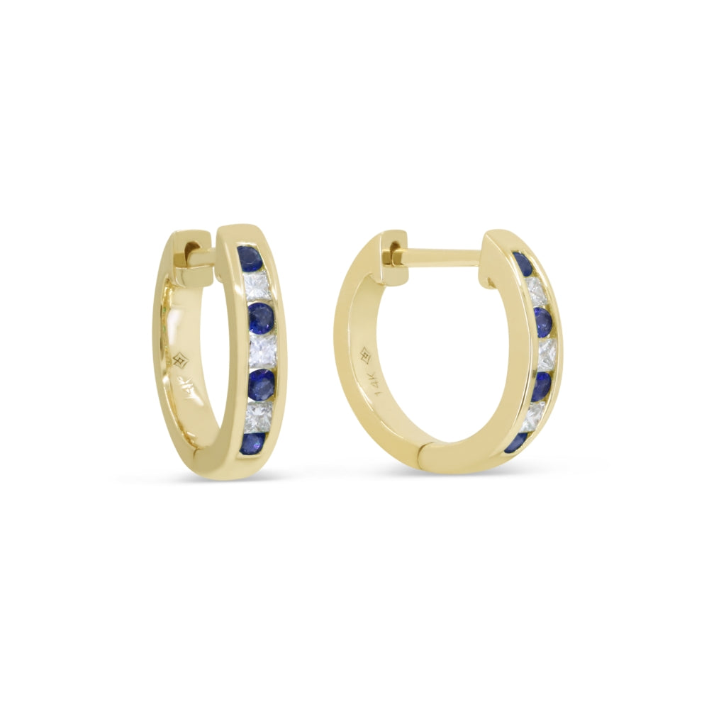 Madison L 14K Yellow Gold Sapphire Huggie Hoop Earrings - style E1884SAY