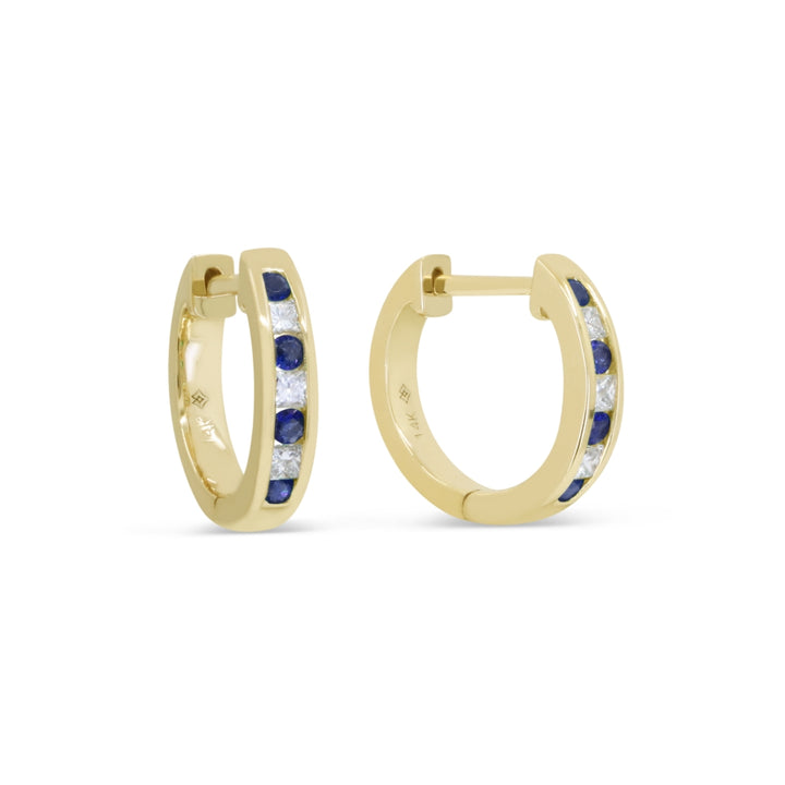Madison L 14K Yellow Gold Sapphire Huggie Hoop Earrings - style E1884SAY