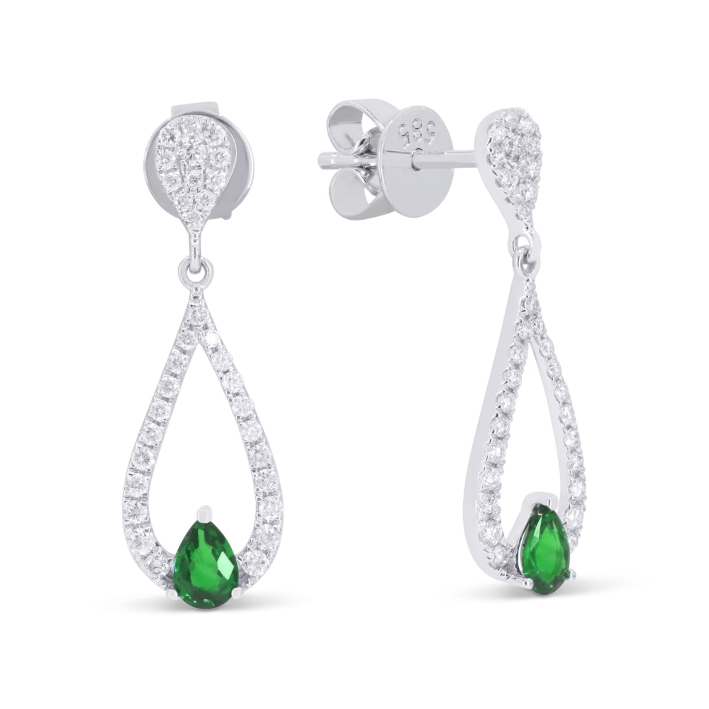 Madison L 14K White Gold Emerald Drop Earrings - style E1886EMW